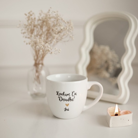 kubki Kubek 300 ml - Kocham Cię Dziadku + Imię ZŁOTE SERCE