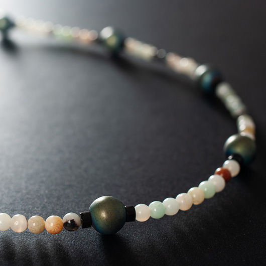 kolie Naszyjnik z amazonitem, onyksem i hematytem. [ŁN14]