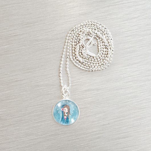 wisiory Madonna Kwiatowa - srebrny simple mini