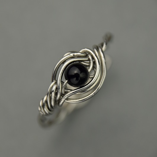 pierścionki - różne Pierścionek regulowany czarny agat wire wrapping