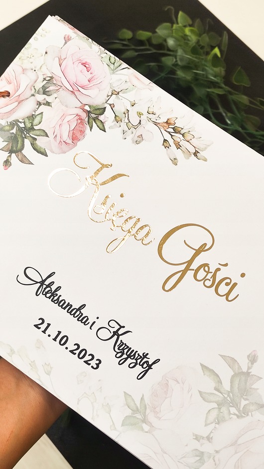 księgi gości i albumy ślubne Księga Gości Z ANKIETAMI, ŻYCZENIA do wypełniania  + Projekt GRATIS, 350g