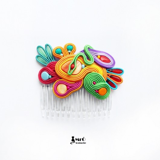 Bajkowy grzebyk do włosów soutache Mró Soutache