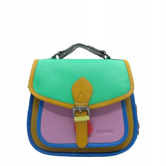 torby na ramię Torebka damska kolorowa skórzana skóra naturalna rączka pasek OLIVKA