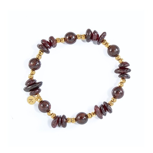 bransoletki z kamieni naturalnych Bransoletka z bordowych kamieni - Wersja Pozłacana