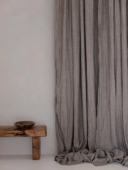 Lniane zasłony stonewashed - taupe melange LUMIO