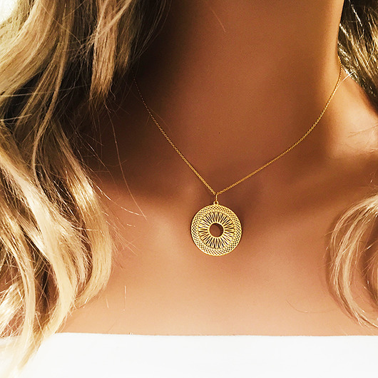 złote naszyjniki Naszyjnik z ażurowym kołem, duża rozeta