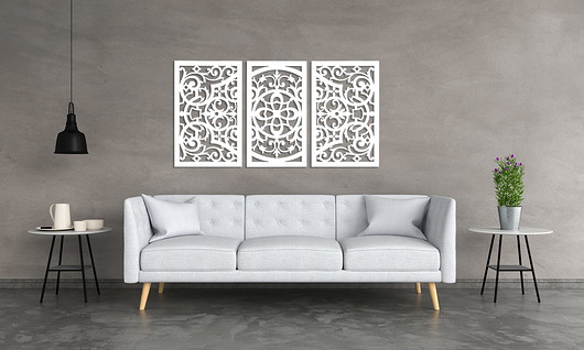inne DEKORACYJNY TRYPTYK AŻUROWY, FLORELLE, DEKORACJA ŚCIENNA 3D,  ORNAMENT, 72 x 