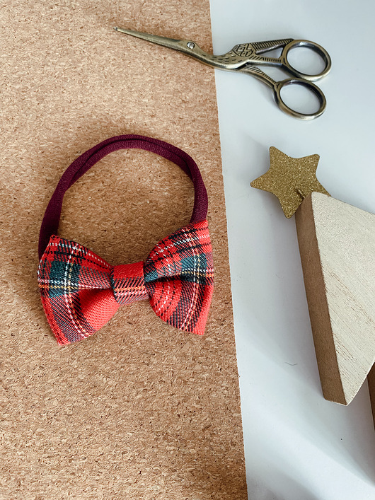 ozdoby do włosów dla dzieci Opaska bezuciskowa ŚWIĄTECZNA KRATKA