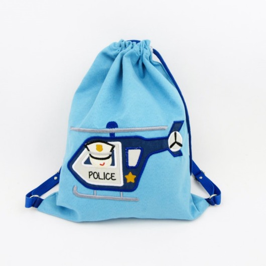 torebki, worki i plecaki dziecięce Plecak z helikopterem, prezent dla chłopca, plecak z policją