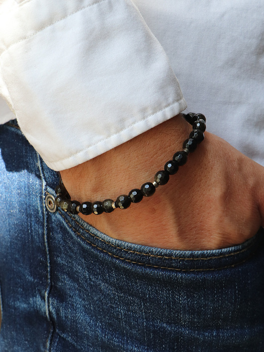 biżuteria męska Bransoletka męska - obsydian, hematyt