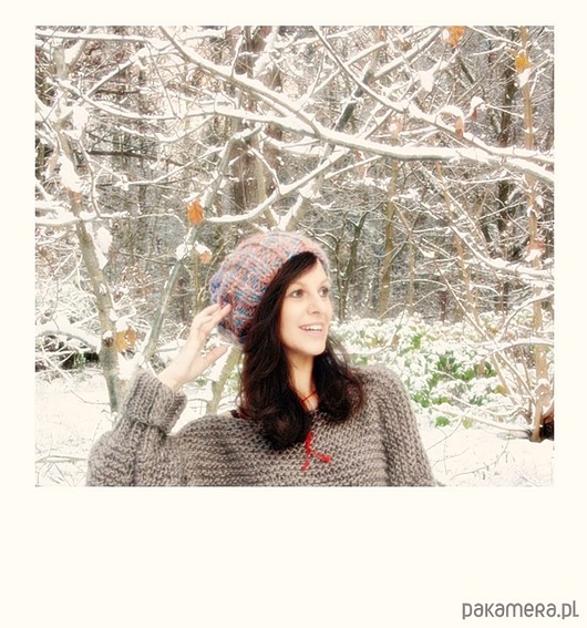 czapki damskie Czapka  z wełną beanie melanż