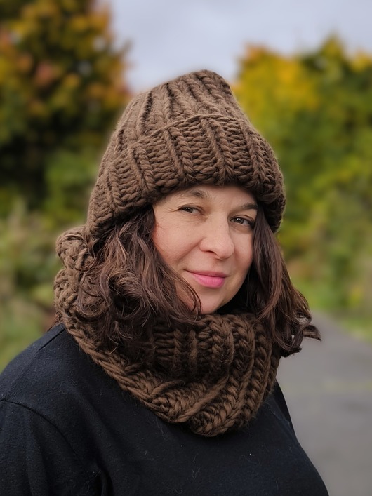czapki damskie Komplet zimowy czapka i komin Peruvian WOOLY czekolada