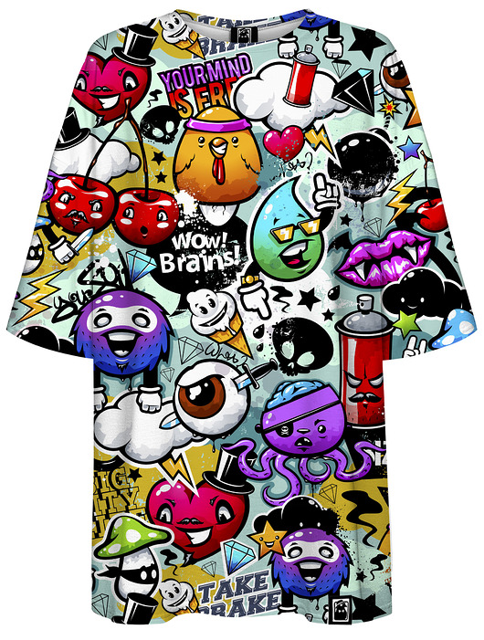 t-shirt damskie DR.CROW T-shirt Damski Oversize Graffiti Bizarre