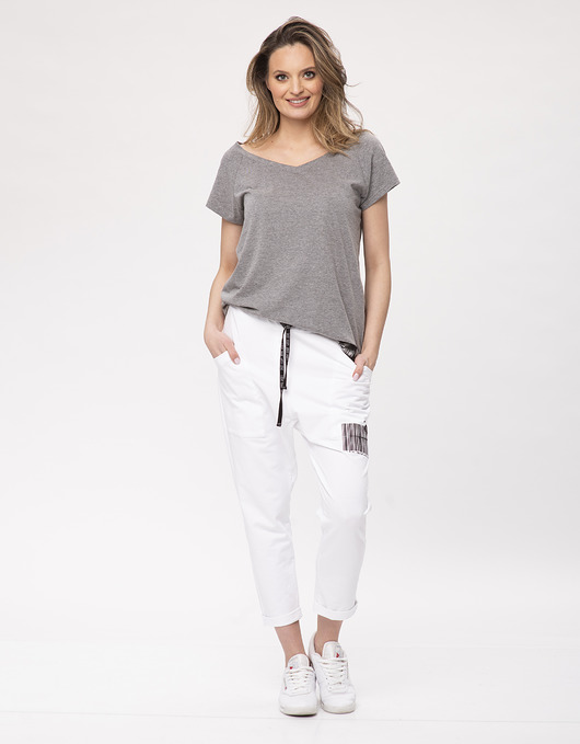 Spodnie dresowe z nadrukiem Kod Look 212 białe Look made with Love