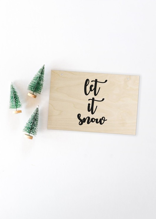 dekoracje świąteczne Drewniana tablica dla dzieci LET IT SNOW 20x30 cm