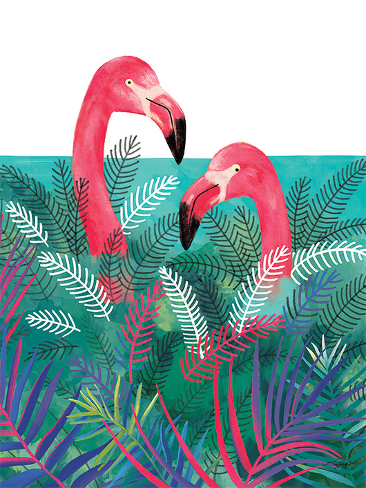 grafiki i ilustracje Flamingi - wydruk 30x40cm