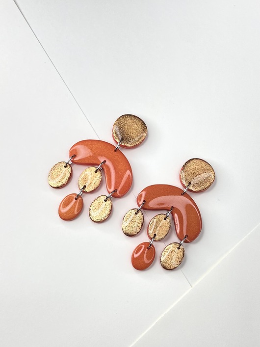 kolczyki z masy plastycznej Wiszące kolczyki CIRCUS pomarańczowe