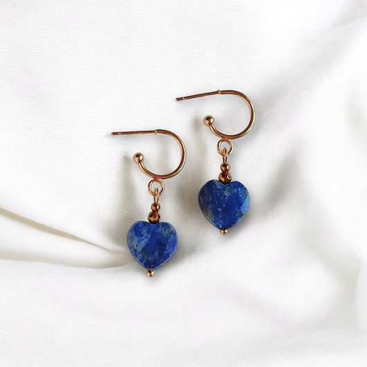 kolczyki z kamieniami Kolczyki serduszka LAPIS LAZULI : wyjątkowy prezent