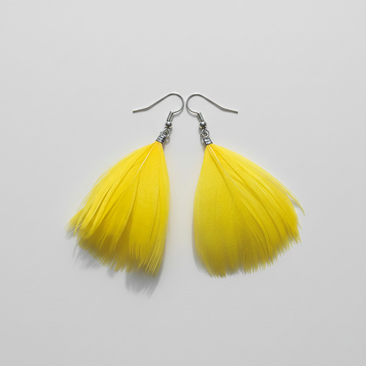 kolczyki z piórami Żółte kolczyki z piórek