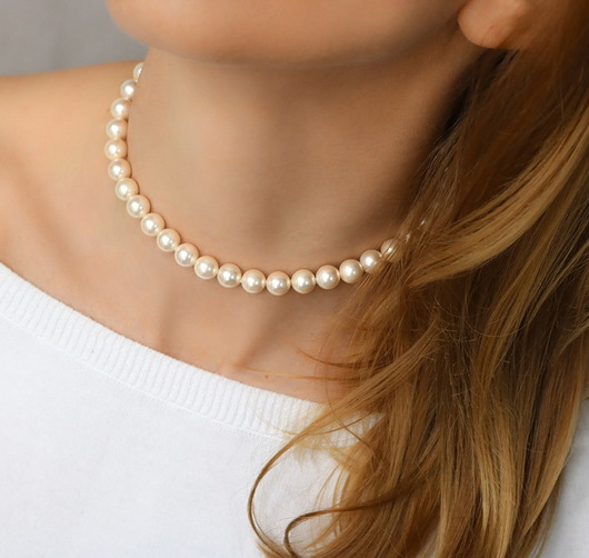 Naszyjnik z pereł ecru  i srebra 925 pozłacaneg Coccola JEWELLERY