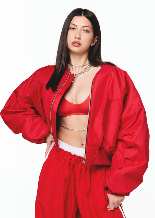 kurtki damskie Krótka kurtka bomber cherry red