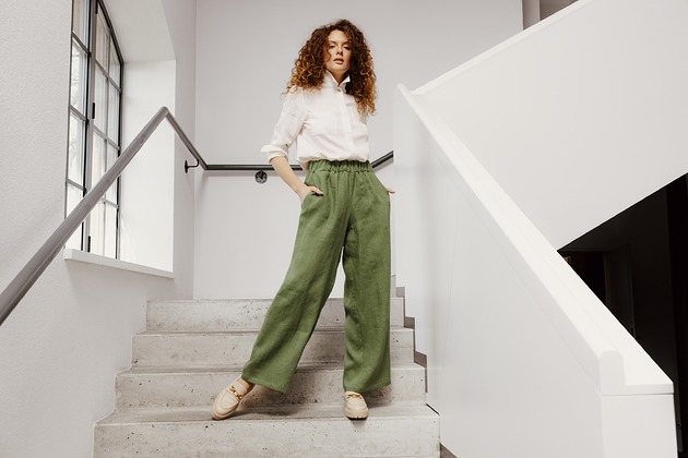 spodnie materiałowe damskie Spodnie lniane szerokie długie