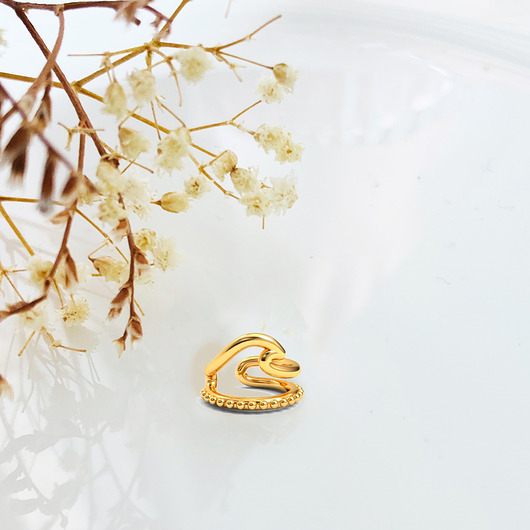 nausznice Złota nausznica fala, mały kolczyk