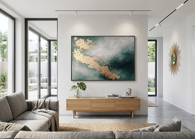 obrazy W OBJĘCIACH NATURY Abstrakcyjny obraz ręcznie malowany, 100x70 cm