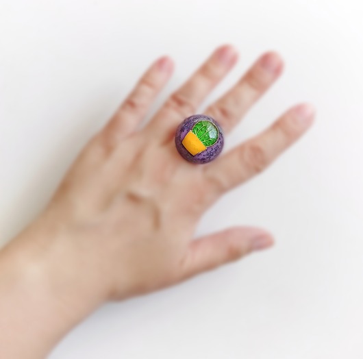 pierścionek z żywicy UNIKATOWY pierścień z żywicy : KAKTUS