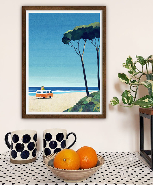 plakaty Nad morskim brzegiem - Wyprawa kamperem - plakat fine art