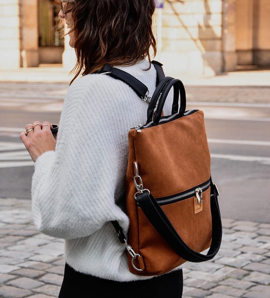 plecaki Plecak / torba 2 w 1 z  nubuku  rudy brąz