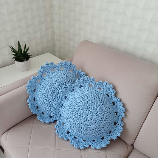 poduszki plecione Poduszka okrągła szydełkowa 40cm