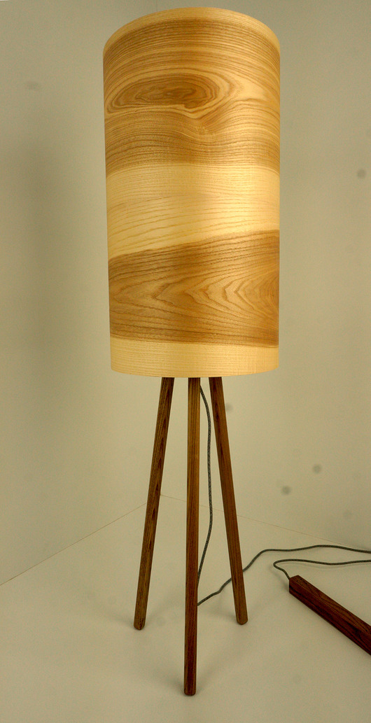 lampy podłogowe Lampa podłogowa, pokojowa, drewniana, fornirowa