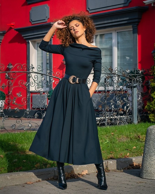 sukienki midi damskie Sandy Black - Sukienka