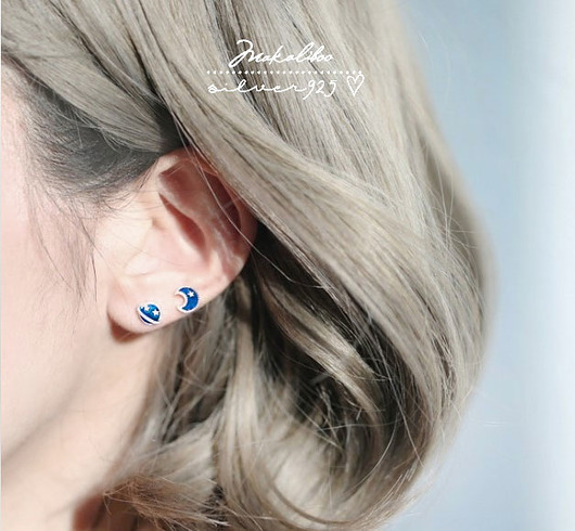 Blue Stars - srebrne kolczyki + box Ewa Saj  Silver