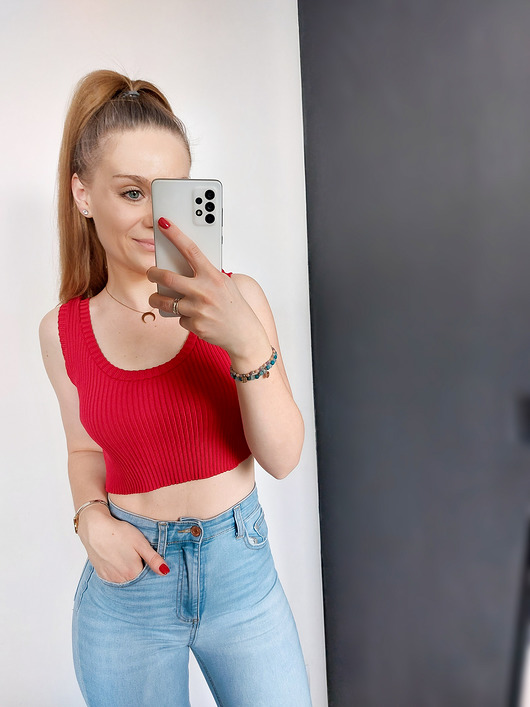 topy damskie TOP PRĄŻEK I268 CZERWONY