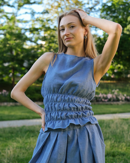 topy damskie Bluzka MARTA - lniana