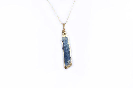 Colare Raw Kyanit Niebieski złoto Brazi Druse Jewelry