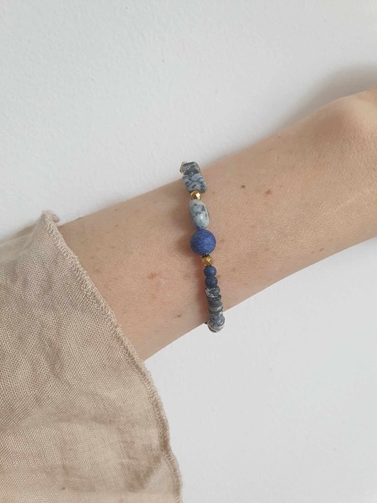 bransoletki z kamieni naturalnych Bransoletka BOHO z opalem dendrytowym, lapis lazuli, hematytem