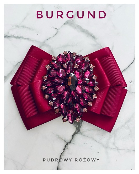 broszki Brosza Burgund z ozdobą z kryształkami  NOWOŚĆ