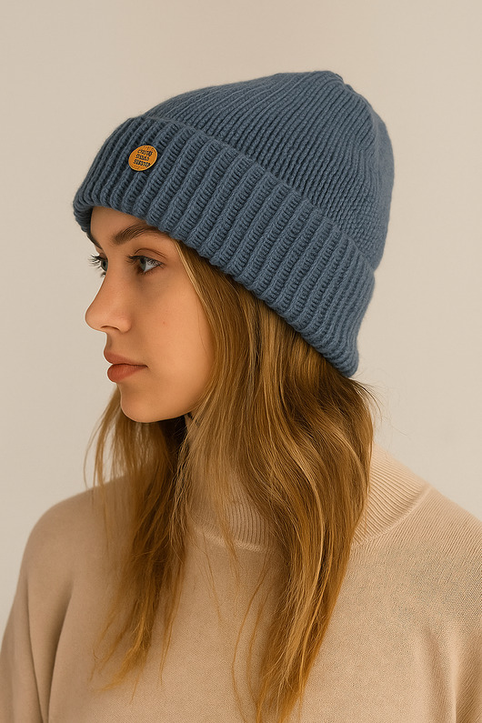 czapki damskie Czapka całoroczna beanie z wywinięciem uniwersalna bawełniana