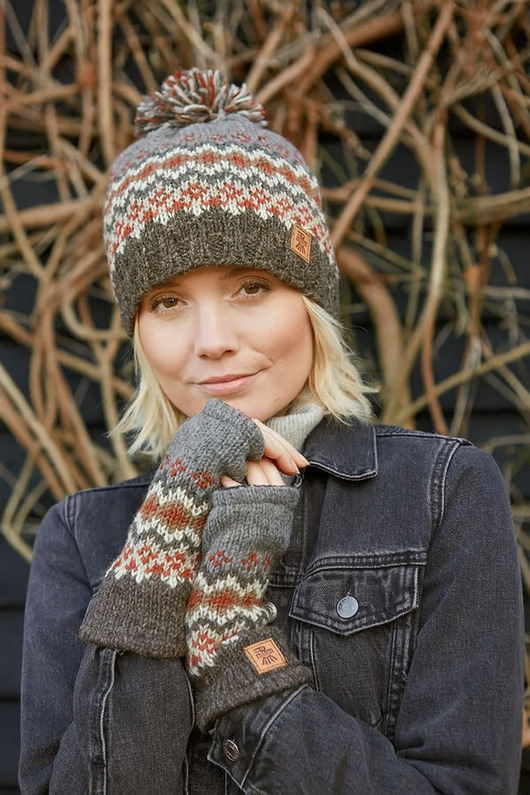 czapki damskie Zestaw czapka  i ocieplacze na dłonie