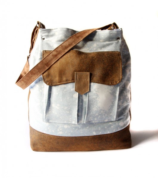 torba - blue jeans&gobi chocolate&beige leather- elfagado