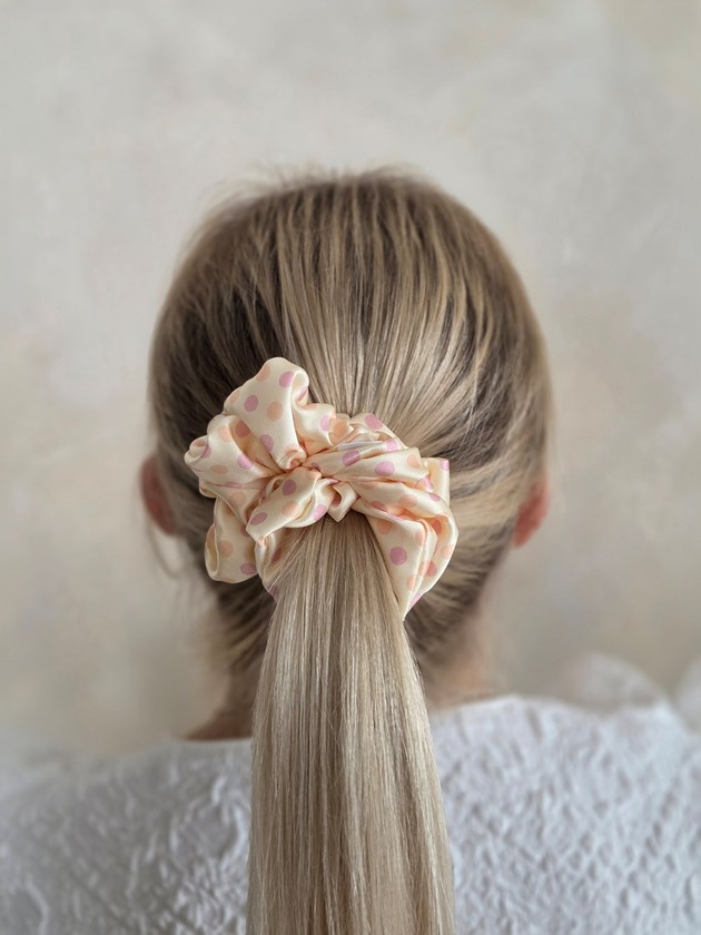 gumki do włosów Gumka jedwabna, scrunchie, wild pastel dots MAXI
