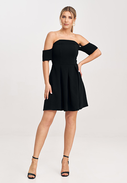 sukienki midi damskie Elegancka sukienka hiszpanka midi z krótkim rękawem na imprezę - M1026
