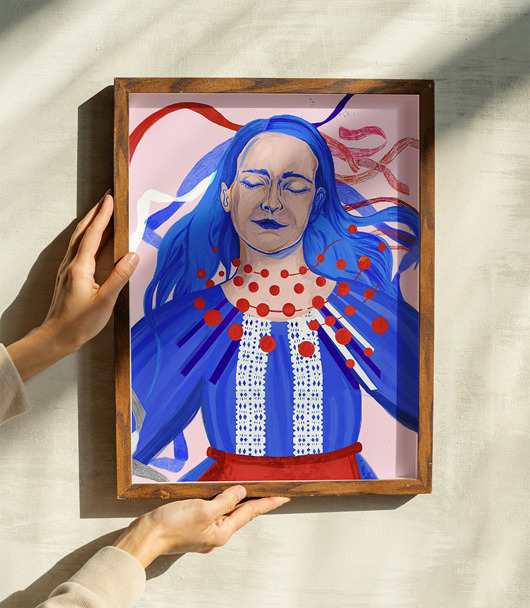 grafiki i ilustracje Autorska ilustracja - portret folkowy
