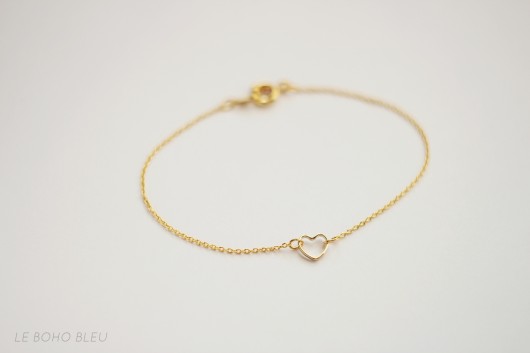16k Gold Plated Tiny Heart Bracelet Le Boho Bleu