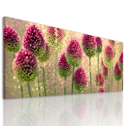 obrazy OBRAZ NA PŁÓTNIE - KWIATY CZOSNEK 150x60cm