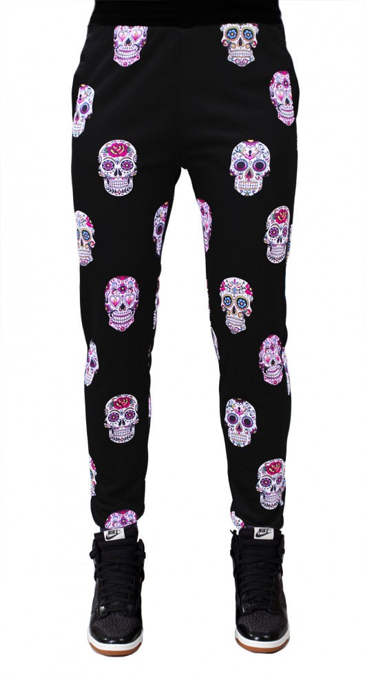'Floral skulls' damskie spodnie dresowe z nadruk gagaboo