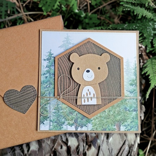 kartki scrapbooking MIŚ leśny : kartka handmade dla chłopca handmade